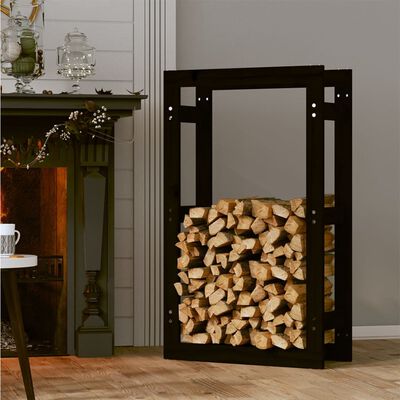 vidaXL Support pour bois de chauffage Noir 60x25x100 cm Bois de pin