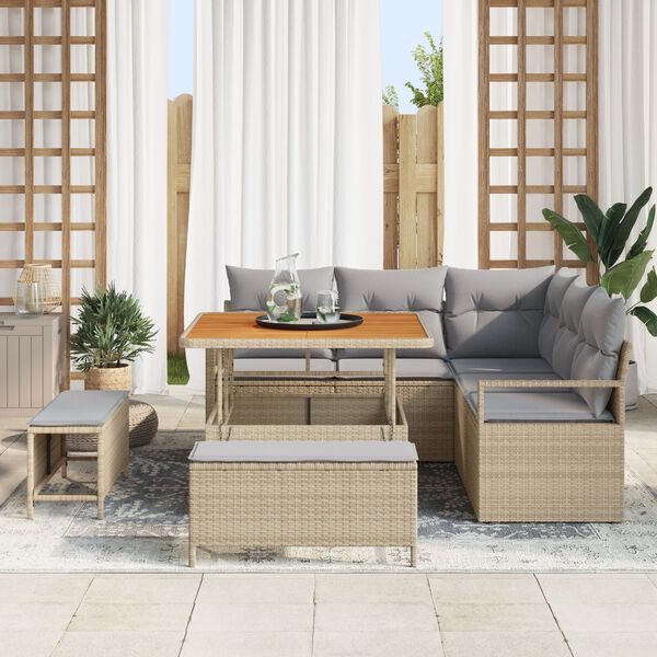 vidaXL Ensemble de canap&eacute; de jardin 8 pcs Beige et Gris clair