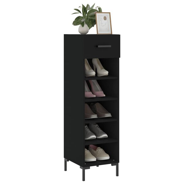 vidaXL Armoire &agrave; chaussures noir 30x35x105 cm bois d'ing&eacute;nierie