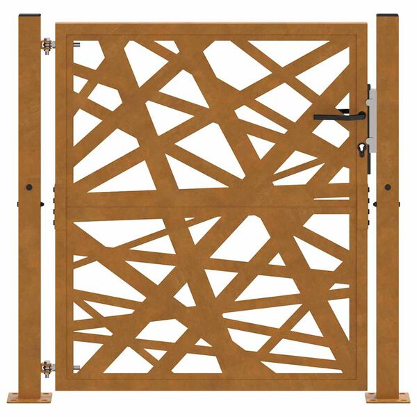 vidaXL Portail de jardin 100x100 cm en acier patiné, design léger