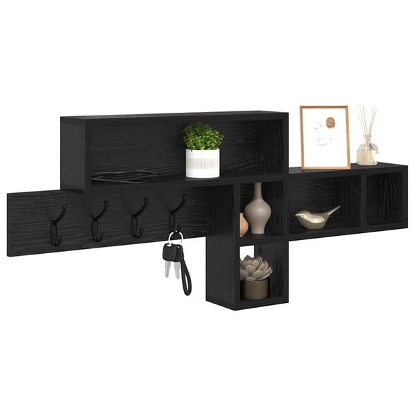 vidaXL Porte-manteau mural avec &eacute;tag&egrave;re Ch&ecirc;ne noir 100 x 12 x 43,5 cm
