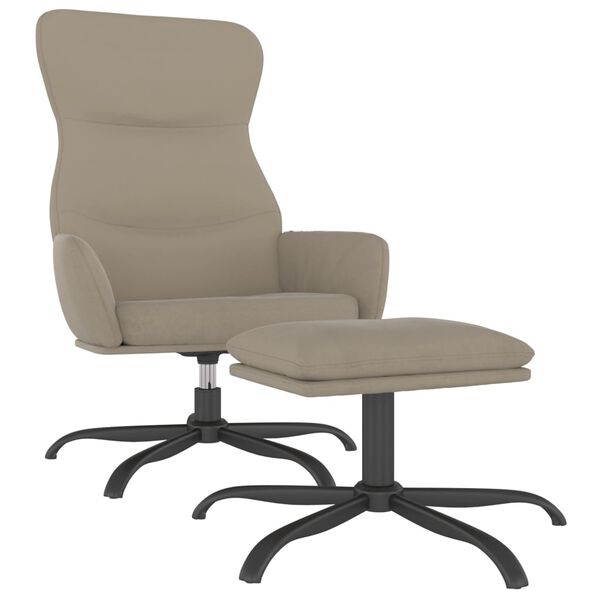 vidaXL Chaise de relaxation avec tabouret Gris clair Tissu microfibre