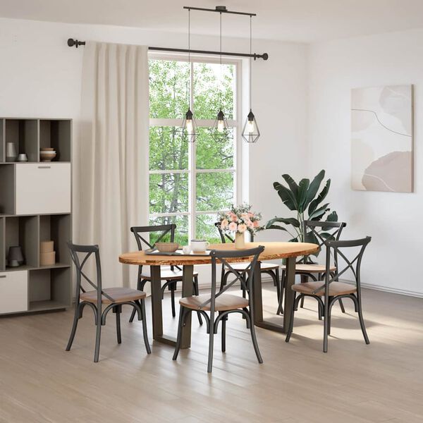 vidaXL Table à manger marron clair bois de chêne massif ovale