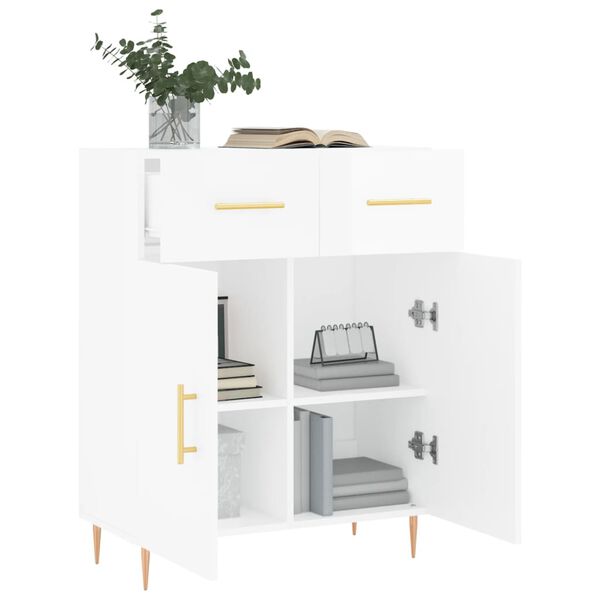 vidaXL Buffet Blanc brillant 69,5x34x90 cm Bois d'ingénierie