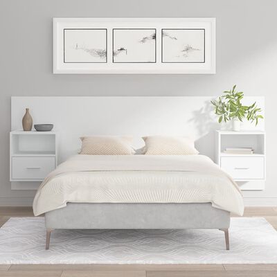 vidaXL Tête de lit avec armoires Blanc Bois d’ingénierie