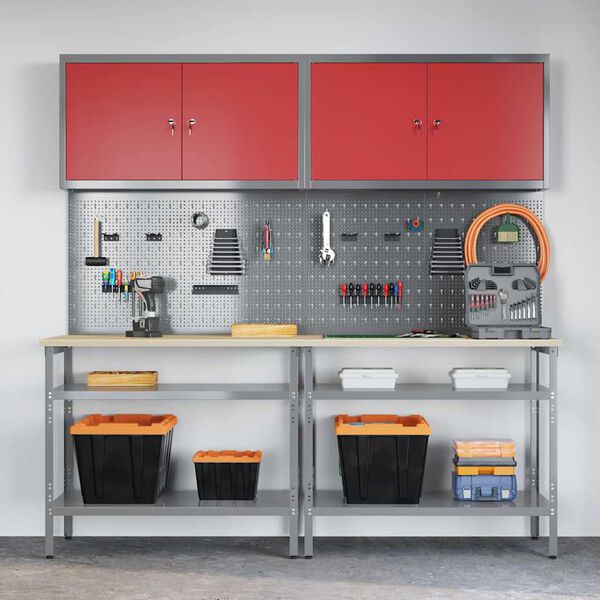 vidaXL Ensemble d'&eacute;tabli R&eacute;glable 8 pcs Gris 200 x 55 x 200 cm Acier