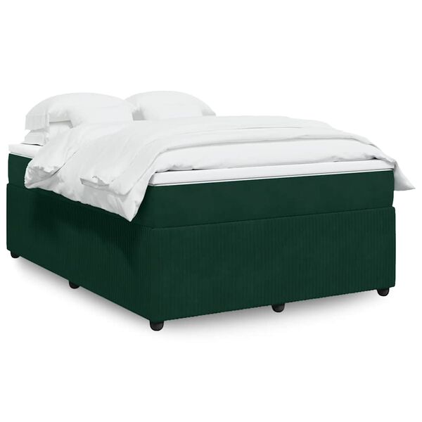 vidaXL Sommier &agrave; lattes de lit et matelas Vert fonc&eacute; 140x190cm Velours