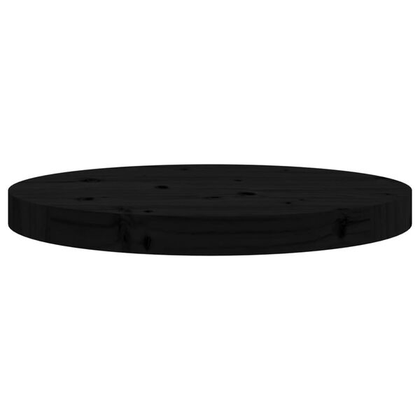 vidaXL Dessus de table rond noir &Oslash;40x3 cm bois de pin massif