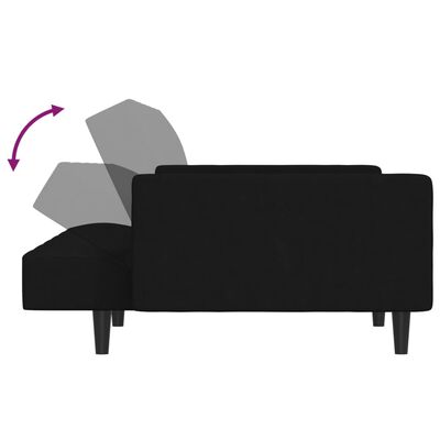 vidaXL Canapé-lit à 2 places Noir Microfibre