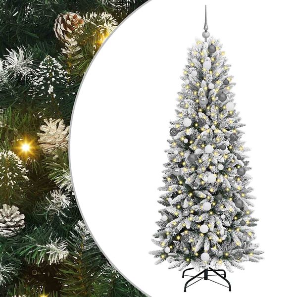 vidaXL Sapin de No&euml;l artificiel avec 300 LED avec support Blanc 210 cm