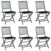 vidaXL Chaises pliables d'ext&eacute;rieur lot de 6 et coussins Bois d'acacia