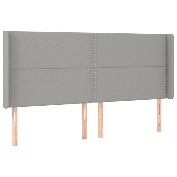 vidaXL T&ecirc;te de lit &agrave; LED Gris clair 183x16x118/128 cm Tissu