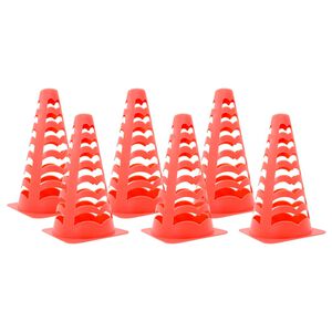 vidaXL C&ocirc;nes de football 6 pcs empilables orange 13x13x22,5 cm