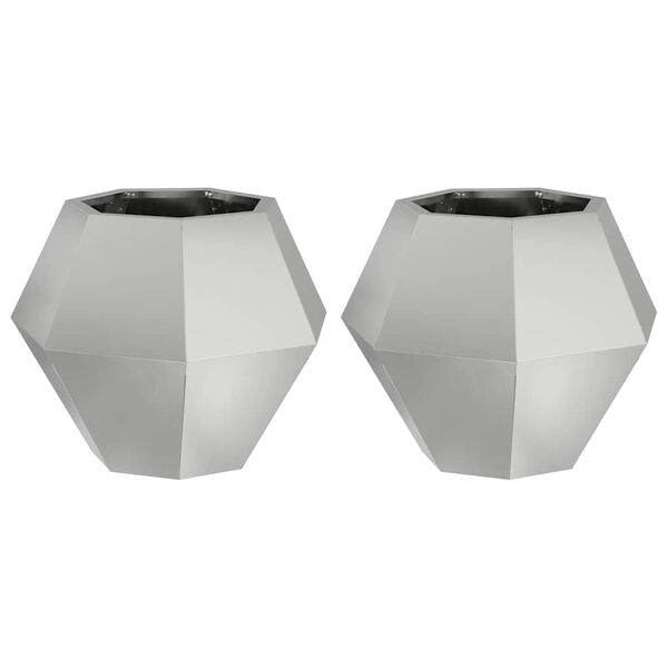 vidaXL Jardini&egrave;re 2 pcs Argent 50 x 50 x 40 cm Acier galvanis&eacute;