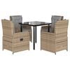 vidaXL Ensemble &agrave; manger de jardin avec coussins 5pcs Beige poly rotin