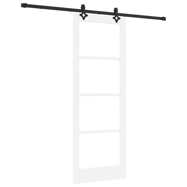 vidaXL Porte coulissante Blanc 78 x 211 cm Bois de pin massif et verre