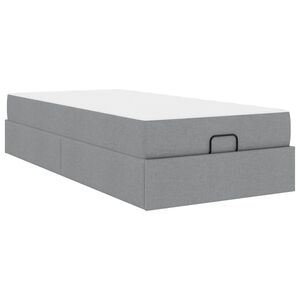 vidaXL Cadre de lit avec matelas avec matelas 2 pcs Gris clair tissu