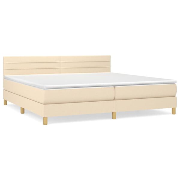 vidaXL Sommier &agrave; lattes de lit avec matelas Cr&egrave;me 200x200 cm Tissu