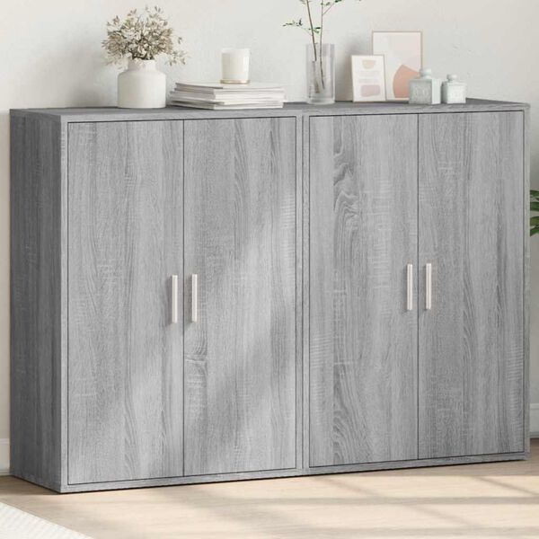 vidaXL Buffets 2 pcs sonoma gris 60x31x84 cm bois d'ing&eacute;nierie