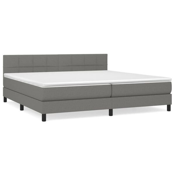 vidaXL Sommier &agrave; lattes de lit avec matelas Gris fonc&eacute; 200x200cm Tissu