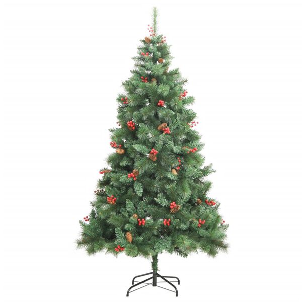vidaXL Sapin de No&euml;l artificiel avec pommes de pin et baies 210 cm