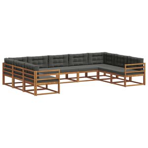 vidaXL Ensemble de canap&eacute;s d'ext&eacute;rieur 9 pcs Naturel et Anthracite