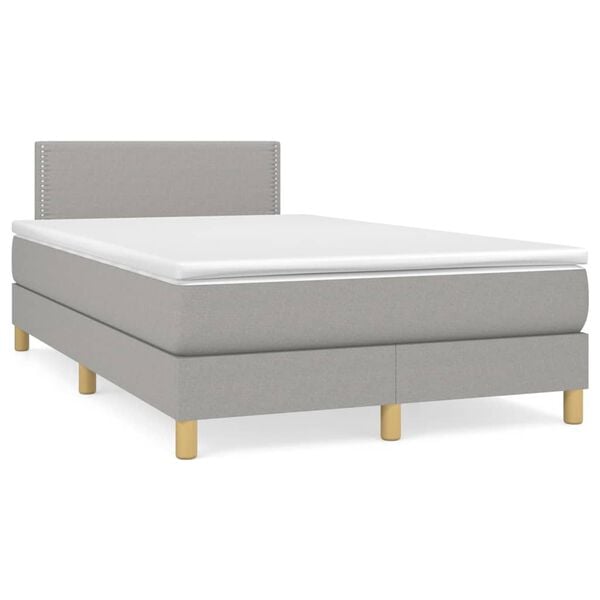 vidaXL Sommier &agrave; lattes de lit et matelas gris clair 120x190 cm tissu