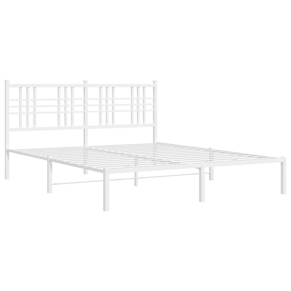 vidaXL Cadre de lit métal sans matelas et tête de lit blanc 160x200 cm