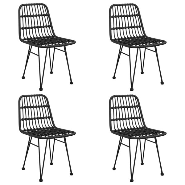vidaXL Ensemble à manger de jardin 5 pcs Noir Résine tressée