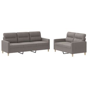 vidaXL Ensemble de canap&eacute;s 2 pcs avec coussins Taupe Tissu