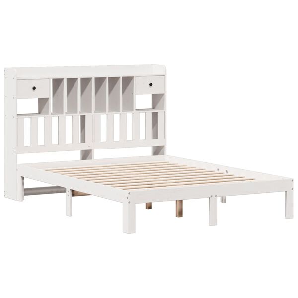 vidaXL Lit biblioth&egrave;que sans matelas blanc 150x200 cm bois pin massif