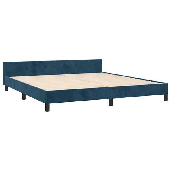 vidaXL Cadre de lit sans matelas bleu fonc&eacute; 180x200 cm velours