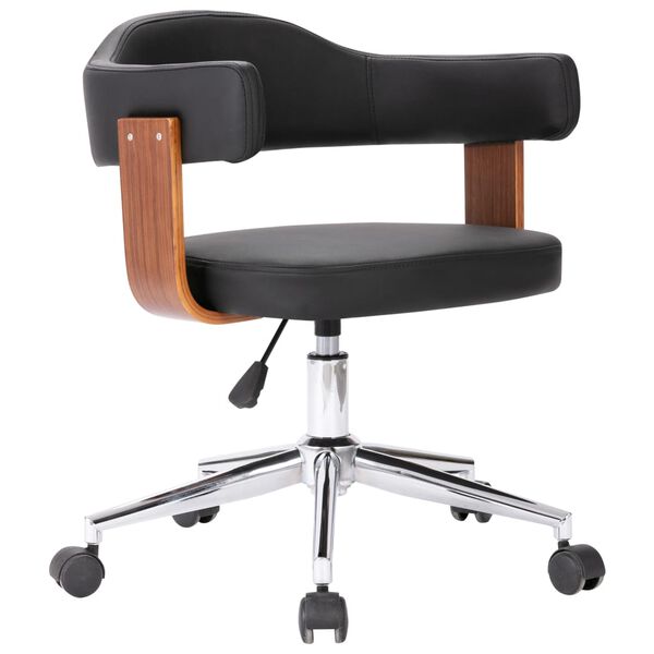 vidaXL Chaise pivotante de bureau Noir Bois courbé et similicuir