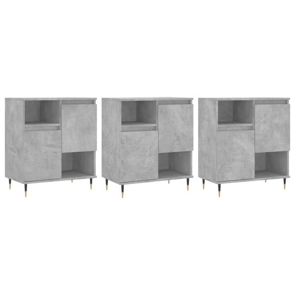 vidaXL Buffets 3 pcs gris b&eacute;ton bois d'ing&eacute;nierie