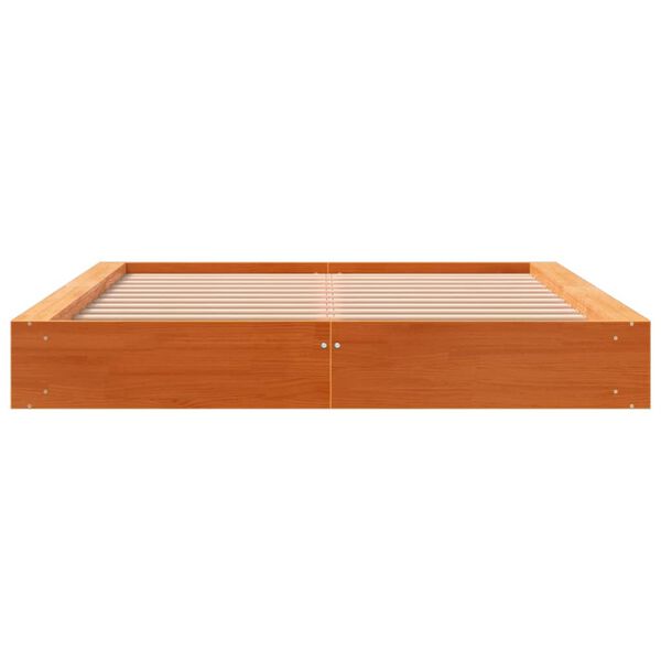 vidaXL Cadre de lit sans matelas cire marron 135x190cm bois pin massif