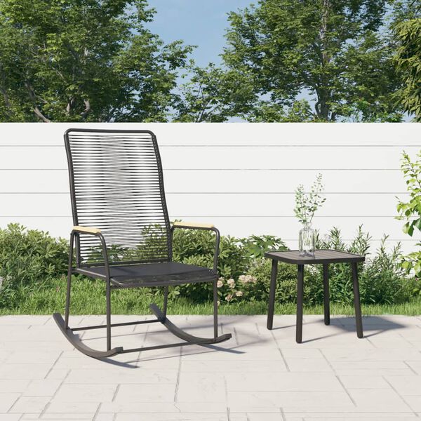 vidaXL Chaise &agrave; bascule de jardin noir 59x79,5x104 cm Rotin PVC