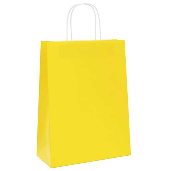 vidaXL Sacs en papier 50 pcs avec poign&eacute;es jaune 26x12x35 cm