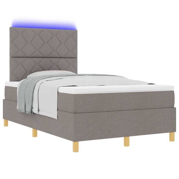 vidaXL Lit à ressort LED avec matelas Taupe 120 x 200 cm tissu