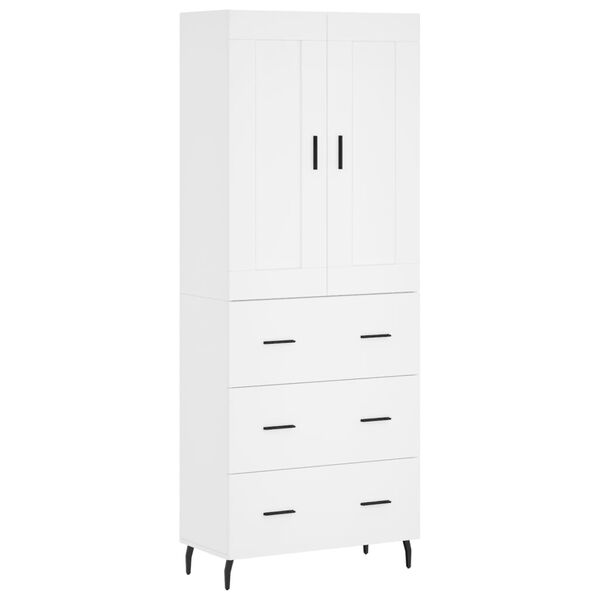 vidaXL Buffet haut Blanc 69,5x34x180 cm Bois d'ing&eacute;nierie