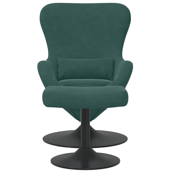 vidaXL Chaise &OElig;uf avec Pouf Vert fonc&eacute; 63 x 73 x 90 cm Velours