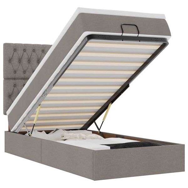 vidaXL Cadre de lit ottoman avec matelas taupe 90x190 cm tissu