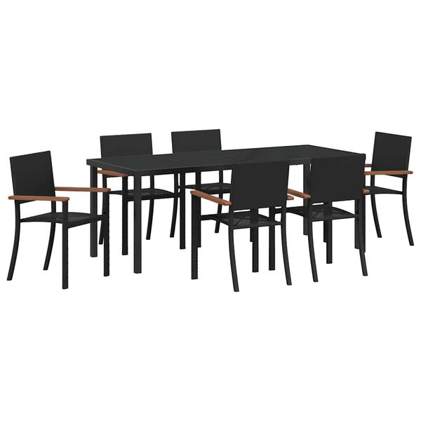 vidaXL Ensemble de salle &agrave; manger pour jardin 7 pcs Noir