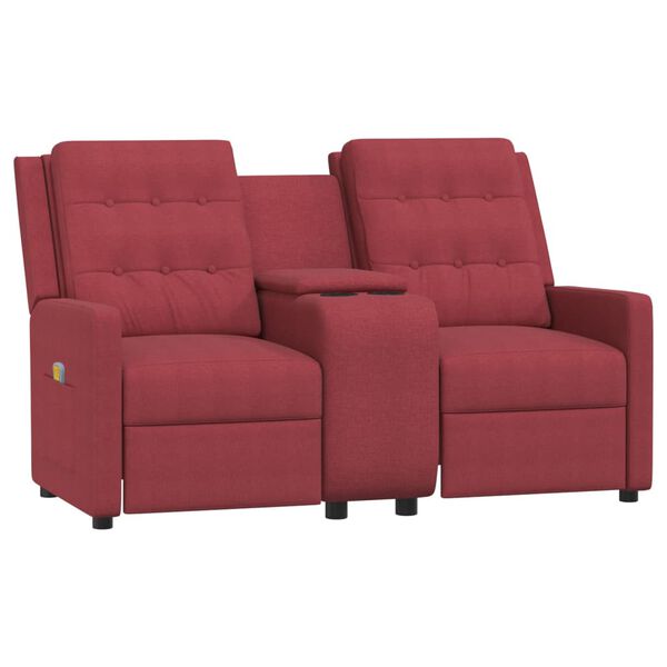 vidaXL Fauteuil de massage inclinable 2 places porte-gobelet bordeaux