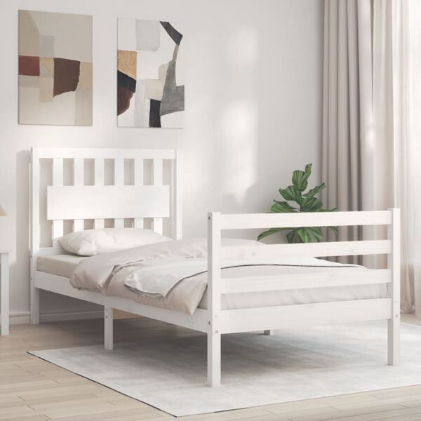 vidaXL Cadre de lit sans matelas blanc bois massif