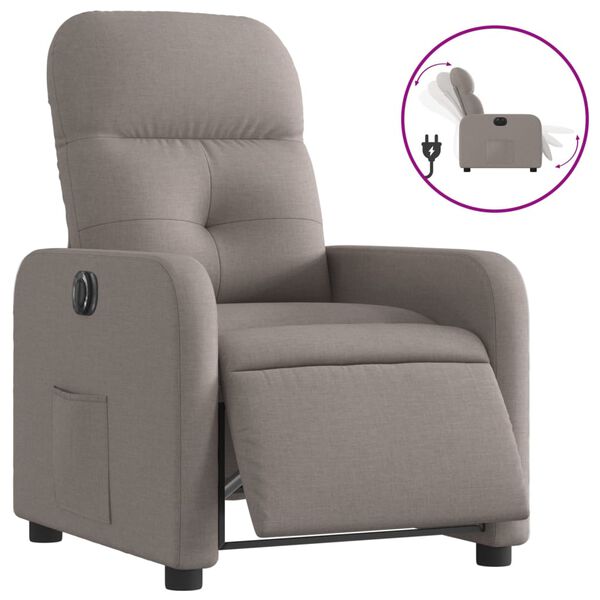 vidaXL Fauteuil inclinable &eacute;lectrique Taupe Tissu