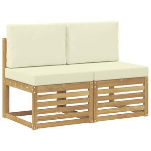 vidaXL 2 Pi&egrave;ce Sofa de milieu ext&eacute;rieur Bois d'Acacia Massif Blanc