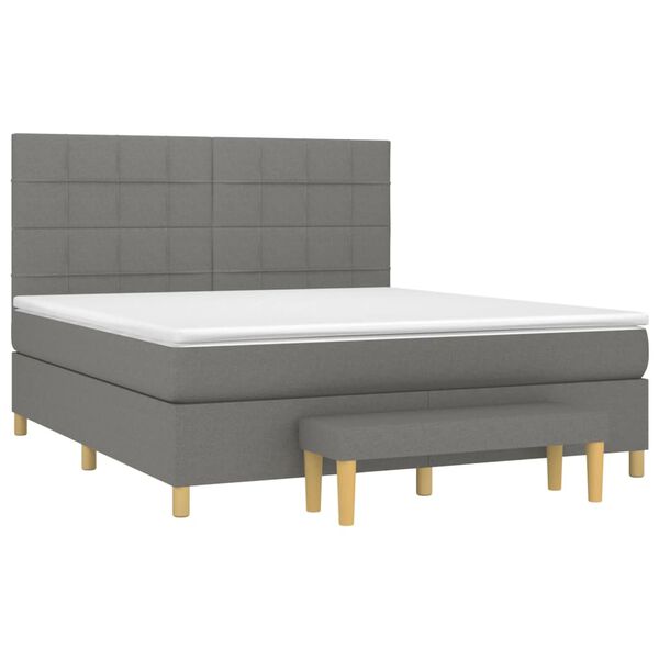 vidaXL Sommier &agrave; lattes de lit avec matelas Gris fonc&eacute; 180x200cm Tissu