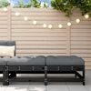 vidaXL Repose-pieds de jardin coussins lot de 2 noir bois pin massif