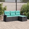 vidaXL Salon de jardin 4 pcs avec coussins noir r&eacute;sine tress&eacute;e
