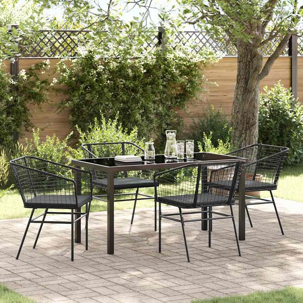 vidaXL Ensemble de salle &agrave; manger pour jardin 5 pcs Noir polyrotin